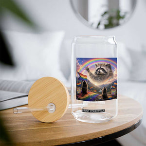 LGBTQ Pride Raccoon Rainbow Flag Glass Can Two Raccoons Howling to The Rainbow TS14 Print Your Wear