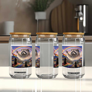 LGBTQ Pride Raccoon Rainbow Flag Glass Can Two Raccoons Howling to The Rainbow TS14 Print Your Wear