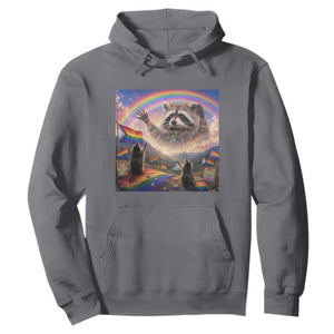 LGBTQ Pride Raccoon Rainbow Flag Hoodie Two Raccoons Howling to The Rainbow TS14 Charcoal Print Your Wear