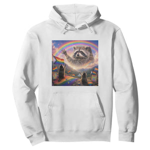 LGBTQ Pride Raccoon Rainbow Flag Hoodie Two Raccoons Howling to The Rainbow TS14 White Print Your Wear