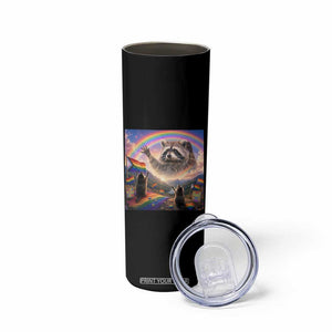 LGBTQ Pride Raccoon Rainbow Flag Skinny Tumbler Two Raccoons Howling to The Rainbow TS14 Print Your Wear