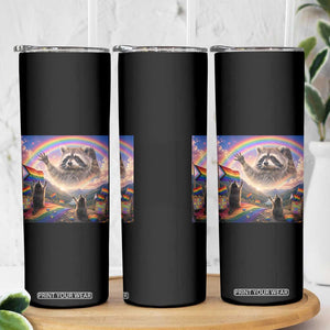 LGBTQ Pride Raccoon Rainbow Flag Skinny Tumbler Two Raccoons Howling to The Rainbow TS14 Print Your Wear