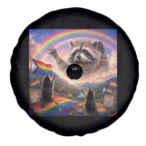 LGBTQ Pride Raccoon Rainbow Flag Spare Tire Cover Two Raccoons Howling to The Rainbow TS14 Print Your Wear