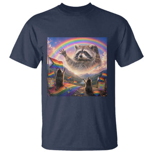 LGBTQ Pride Raccoon Rainbow Flag T Shirt Two Raccoons Howling to The Rainbow TS14 Navy Print Your Wear