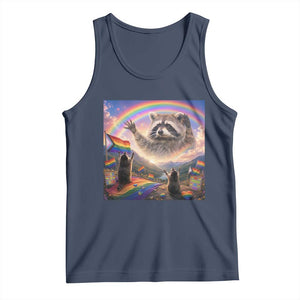 LGBTQ Pride Raccoon Rainbow Flag Tank Top Two Raccoons Howling to The Rainbow TS14 Navy Print Your Wear