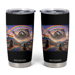 LGBTQ Pride Raccoon Rainbow Flag Tumbler Cup Two Raccoons Howling to The Rainbow TS14 Black Print Your Wear