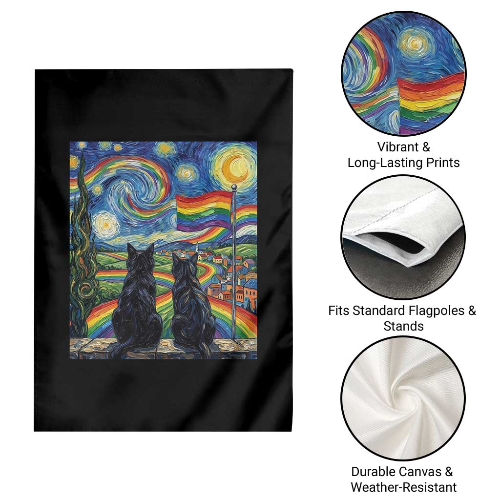 Cat Gay Pride Garden Flag Starry Night Style LGBTQ Pride Support TS14 Print Your Wear