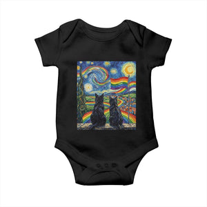 Cat Gay Pride Baby Onesie Starry Night Style LGBTQ Pride Support TS14 Black Print Your Wear