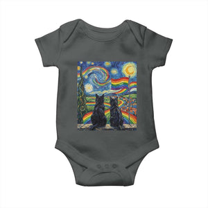 Cat Gay Pride Baby Onesie Starry Night Style LGBTQ Pride Support TS14 Dark Heather Print Your Wear