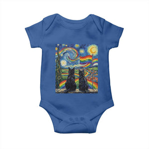 Cat Gay Pride Baby Onesie Starry Night Style LGBTQ Pride Support TS14 Royal Blue Print Your Wear