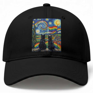 Cat Gay Pride Baseball Cap Starry Night Style LGBTQ Pride Support