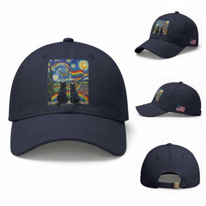 Cat Gay Pride Baseball Cap Starry Night Style LGBTQ Pride Support