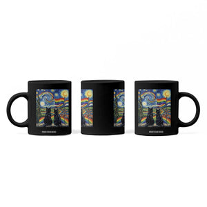 Cat Gay Pride Coffee Mug Starry Night Style LGBTQ Pride Support