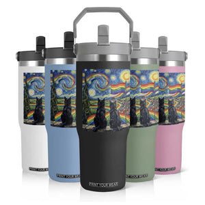 Cat Gay Pride Flip Straw Tumbler Starry Night Style LGBTQ Pride Support TS14 Print Your Wear