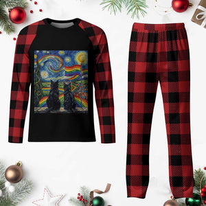 Cat Gay Pride Plaid Pajama Set Starry Night Style LGBTQ Pride Support TS14 Buffalo Plaid Print Your Wear