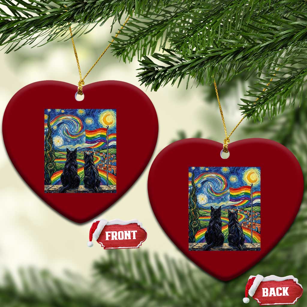 Cat Gay Pride Ceramic Ornament Starry Night Style LGBTQ Pride Support TS14 Print Your Wear