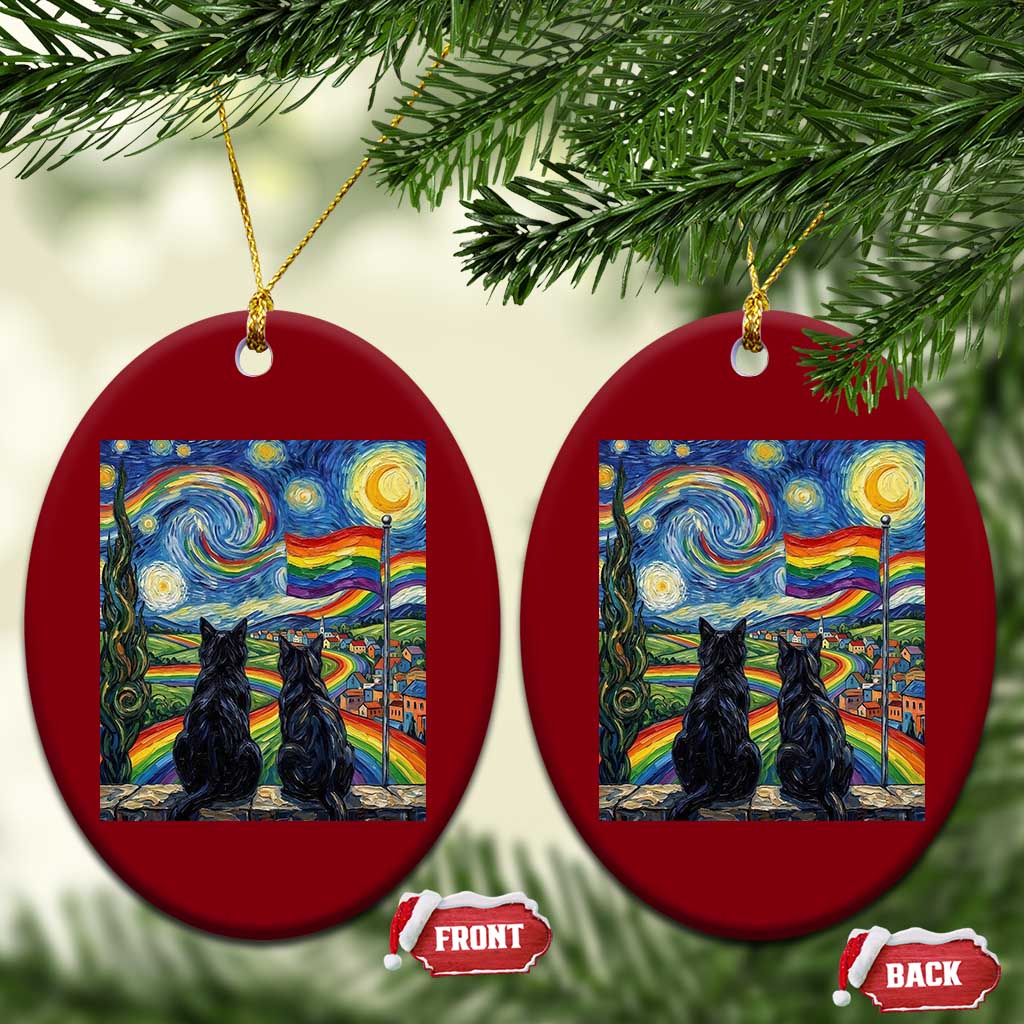 Cat Gay Pride Ceramic Ornament Starry Night Style LGBTQ Pride Support TS14 Print Your Wear