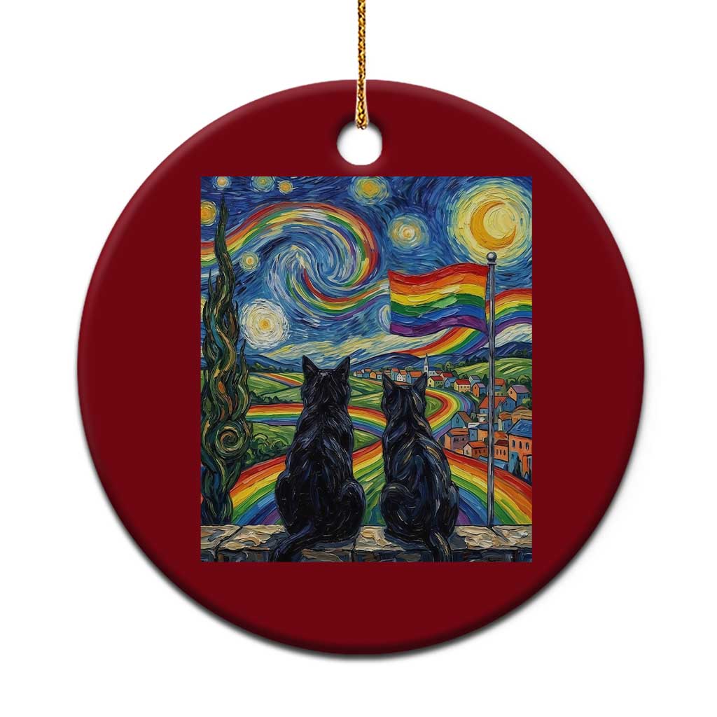 Cat Gay Pride Ceramic Ornament Starry Night Style LGBTQ Pride Support TS14 1pc Red Print Your Wear
