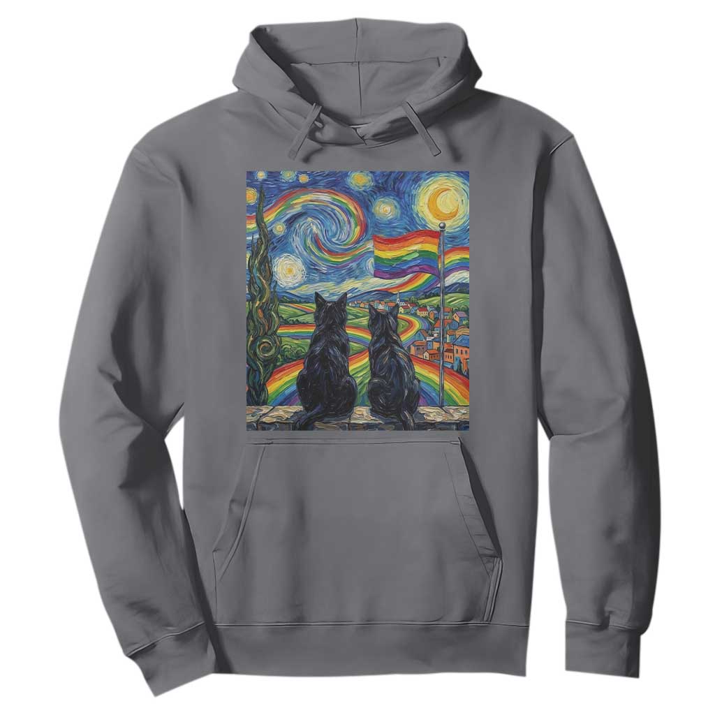 Cat Gay Pride Hoodie Starry Night Style LGBTQ Pride Support TS14 Charcoal Print Your Wear