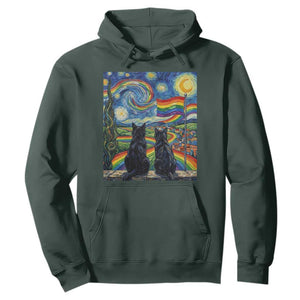 Cat Gay Pride Hoodie Starry Night Style LGBTQ Pride Support TS14 Dark Forest Green Print Your Wear
