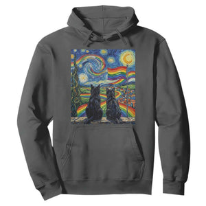 Cat Gay Pride Hoodie Starry Night Style LGBTQ Pride Support TS14 Dark Heather Print Your Wear