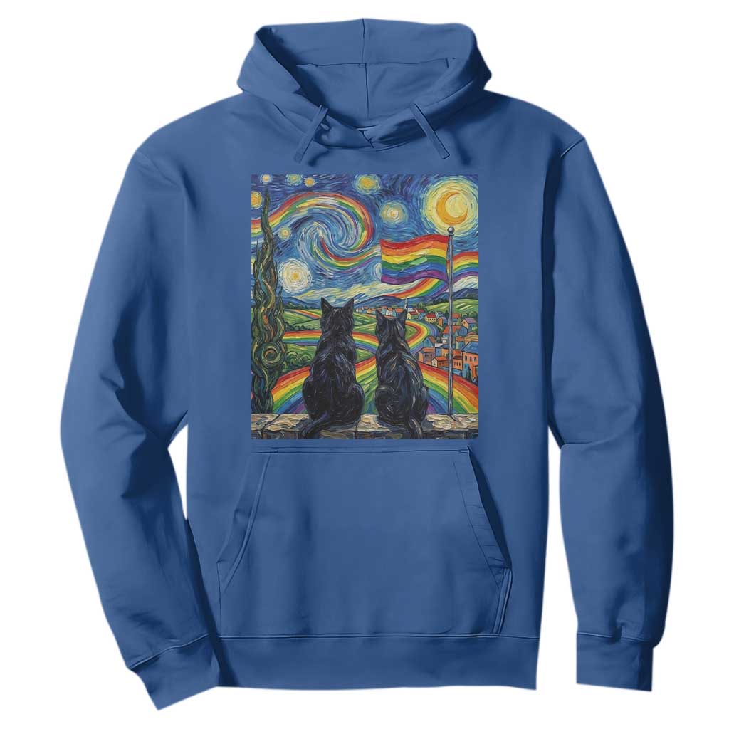 Cat Gay Pride Hoodie Starry Night Style LGBTQ Pride Support TS14 Royal Blue Print Your Wear