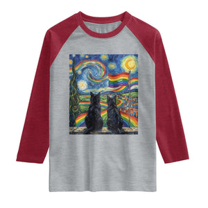Cat Gay Pride Raglan Shirt Starry Night Style LGBTQ Pride Support