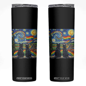 Cat Gay Pride Skinny Tumbler Starry Night Style LGBTQ Pride Support TS14 Black Print Your Wear