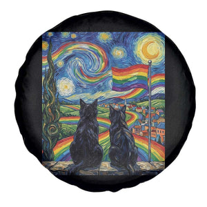 Cat Gay Pride Spare Tire Cover Starry Night Style LGBTQ Pride Support TS14 Print Your Wear
