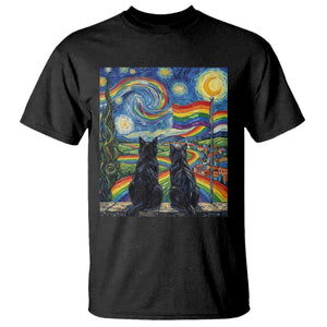 Cat Gay Pride T Shirt Starry Night Style LGBTQ Pride Support TS14 Black Print Your Wear