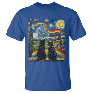 Cat Gay Pride T Shirt Starry Night Style LGBTQ Pride Support TS14 Royal Blue Print Your Wear