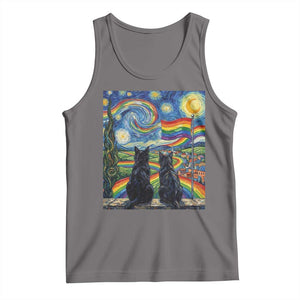 Cat Gay Pride Tank Top Starry Night Style LGBTQ Pride Support TS14 Deep Heather Print Your Wear