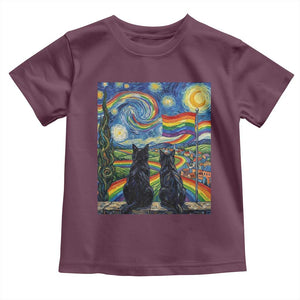 Cat Gay Pride Toddler T Shirt Starry Night Style LGBTQ Pride Support TS14 Maroon Print Your Wear
