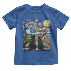 Cat Gay Pride Toddler T Shirt Starry Night Style LGBTQ Pride Support TS14 Royal Blue Print Your Wear