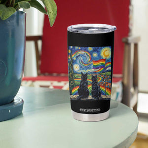 Cat Gay Pride Tumbler Cup Starry Night Style LGBTQ Pride Support TS14 Print Your Wear