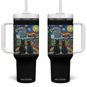 Cat Gay Pride Tumbler With Handle Starry Night Style LGBTQ Pride Support TS14 One Size: 40 oz Black Print Your Wear