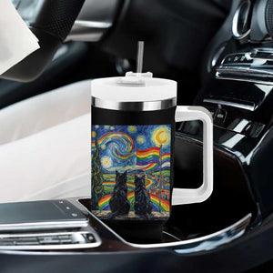 Cat Gay Pride Tumbler With Handle Starry Night Style LGBTQ Pride Support TS14 Print Your Wear
