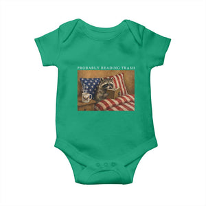 Probably Reading Trash Racoon Baby Onesie Funny Racoon Book Lover 4th of July