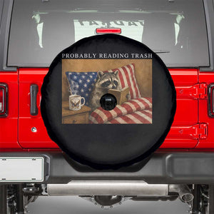 Probably Reading Trash Racoon Spare Tire Cover Funny Racoon Book Lover 4th of July