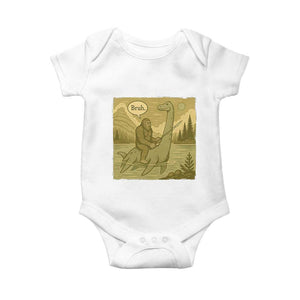 Funny Bigfoot Fishing Baby Onesie Sasquatch Loch Ness Monster Introvert Bruh TS14 White Print Your Wear