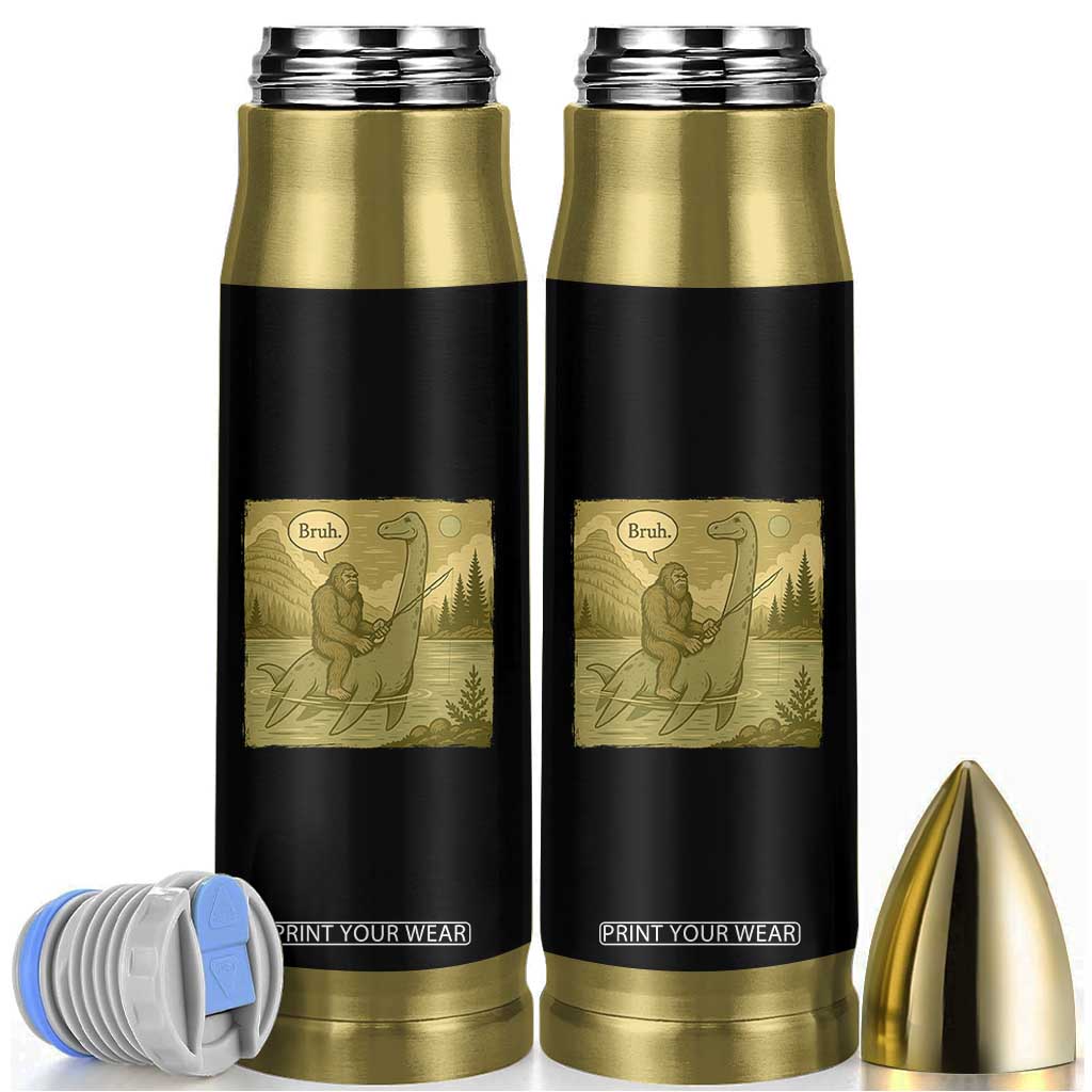 Funny Bigfoot Fishing Bullet Tumbler Sasquatch Loch Ness Monster Introvert Bruh TS14 Black Print Your Wear