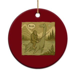 Funny Bigfoot Fishing Ceramic Ornament Sasquatch Loch Ness Monster Introvert Bruh TS14 1pc Red Print Your Wear
