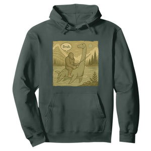 Funny Bigfoot Fishing Hoodie Sasquatch Loch Ness Monster Introvert Bruh TS14 Dark Forest Green Print Your Wear