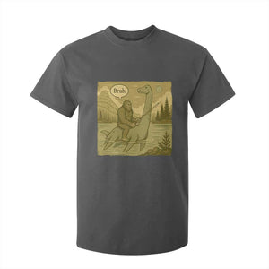 Funny Bigfoot Fishing T Shirt For Kid Sasquatch Loch Ness Monster Introvert Bruh TS14 Dark Heather Print Your Wear