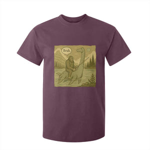 Funny Bigfoot Fishing T Shirt For Kid Sasquatch Loch Ness Monster Introvert Bruh TS14 Maroon Print Your Wear