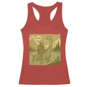 Funny Bigfoot Fishing Racerback Tank Top Sasquatch Loch Ness Monster Introvert Bruh TS14 Red Print Your Wear