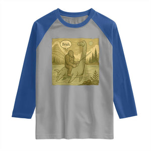 Funny Bigfoot Fishing Raglan Shirt Sasquatch Loch Ness Monster Introvert Bruh TS14 Sport Gray Royal Print Your Wear