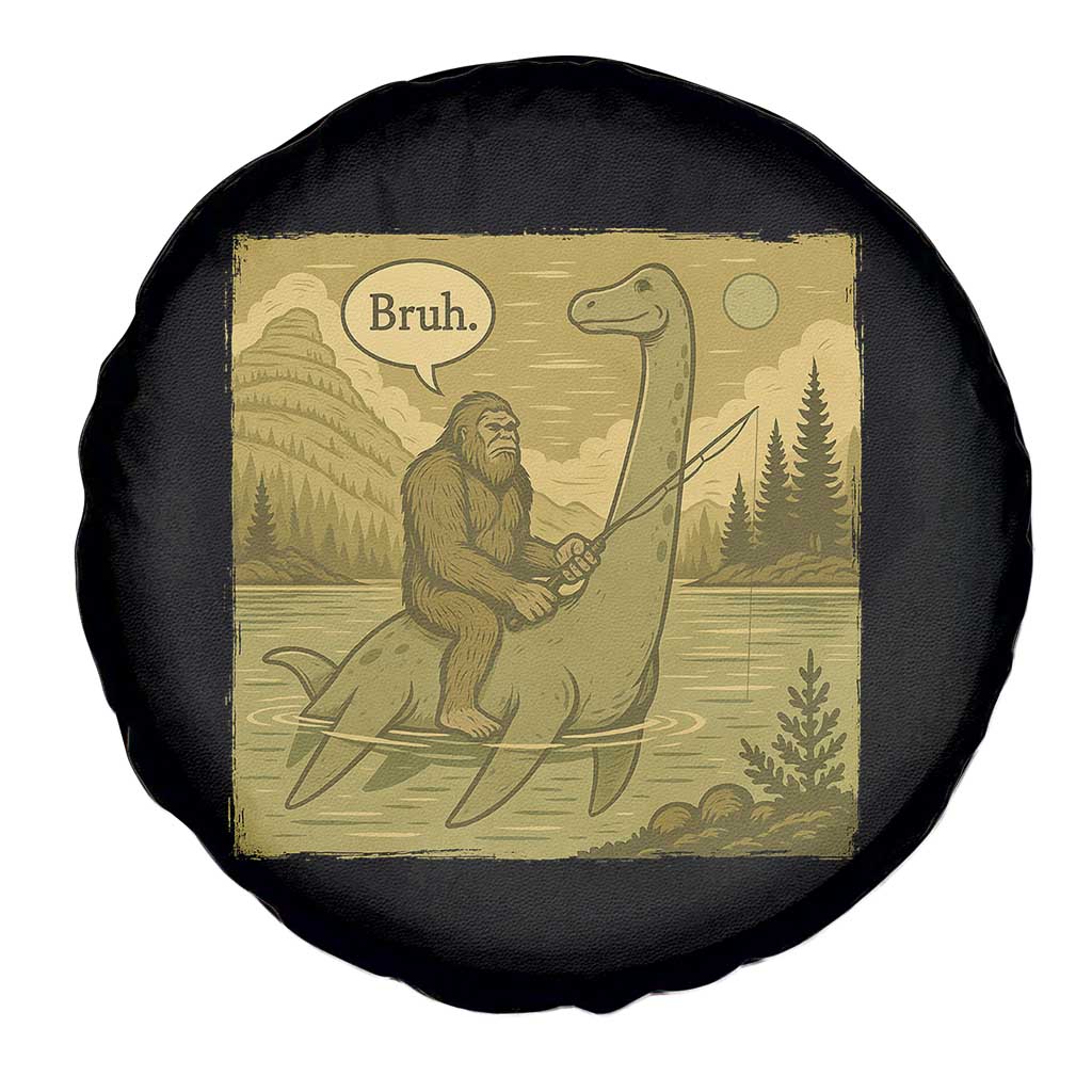 Funny Bigfoot Fishing Spare Tire Cover Sasquatch Loch Ness Monster Introvert Bruh TS14 Print Your Wear