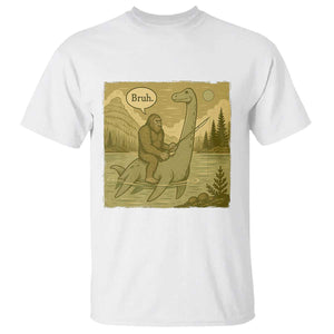 Funny Bigfoot Fishing T Shirt Sasquatch Loch Ness Monster Introvert Bruh TS14 White Print Your Wear