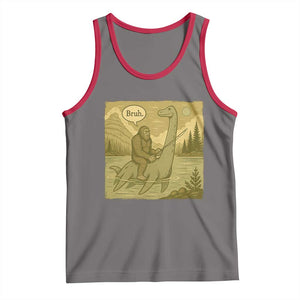 Funny Bigfoot Fishing Tank Top Sasquatch Loch Ness Monster Introvert Bruh TS14 Deep Heather Red Print Your Wear